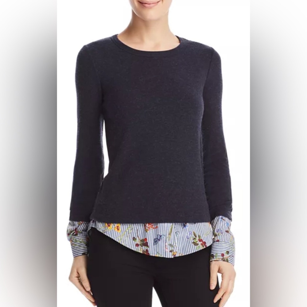 Bailey 44 Green Thumb Layered Look Sweater Floral Stripe Preppy Modern Soft Girl